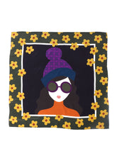 Foulard verde 70x70cm in seta crespo stampata LADY